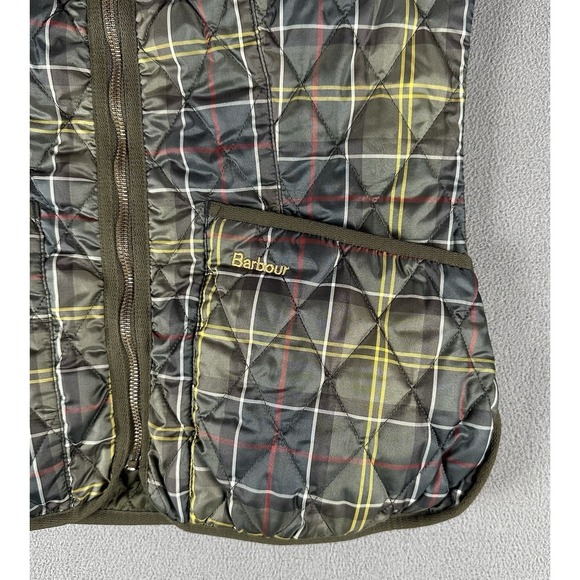 Barbour Vest Womens 6 Green Blue Tartan Betty Quilted Lined Gilet Quiet Luxury - Picture 3 of 9